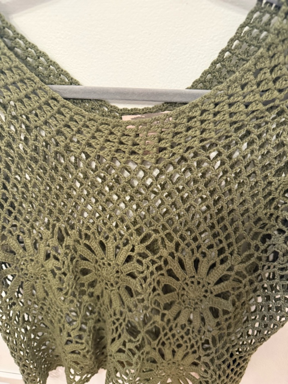 Olive Crochet Open-Knit Women's Sweater TShirt